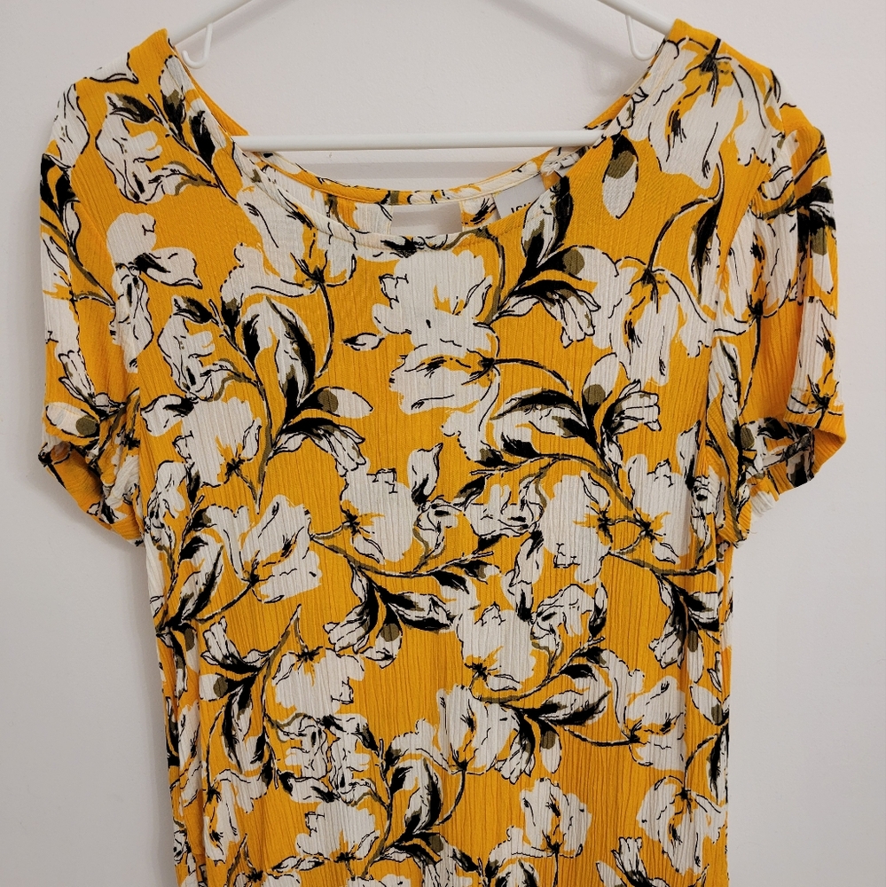 ICHI Yellow Floral Blouse